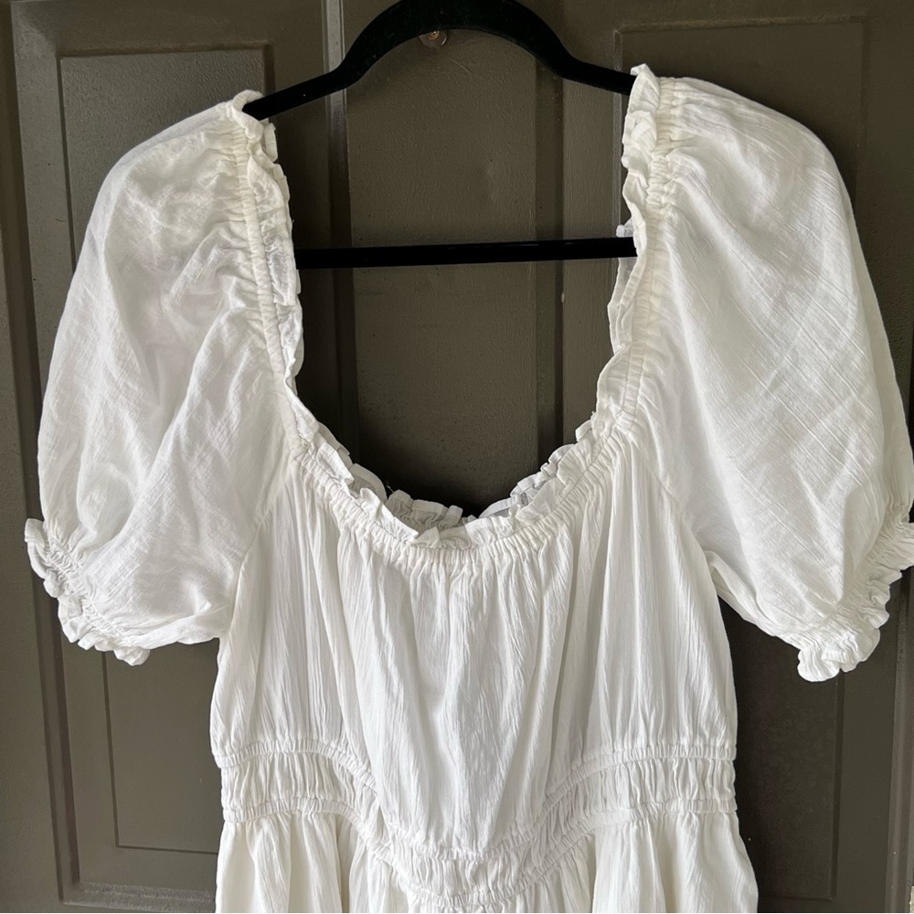Aerie White Cottagecore Puff Sleeve Mini Dress Size XL - Picture 2 of 8